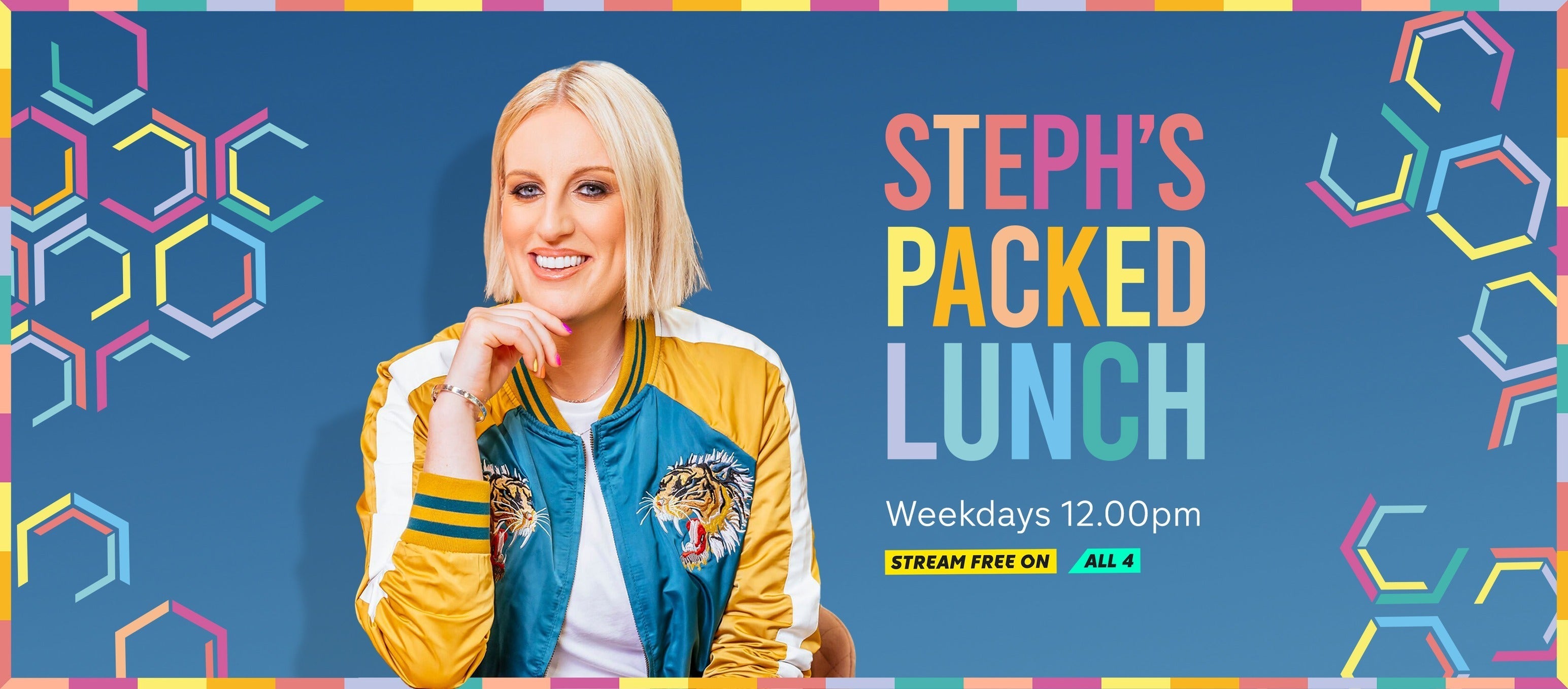 steph's packed lunch tv program banner showcasing a photo of Steph McGovern.