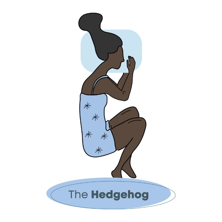 illustration of a woman sleeping on her side curled up