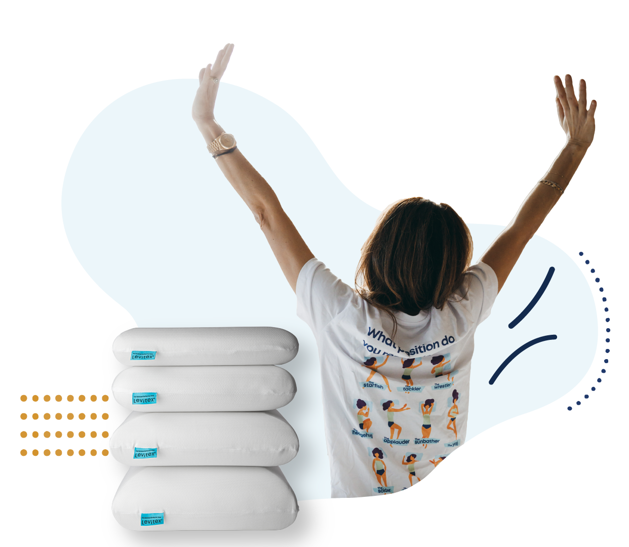 woman holding her hands up