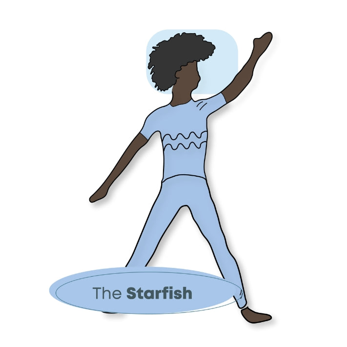 illustration of a man sleeping on his front with his arms and legs spread apart