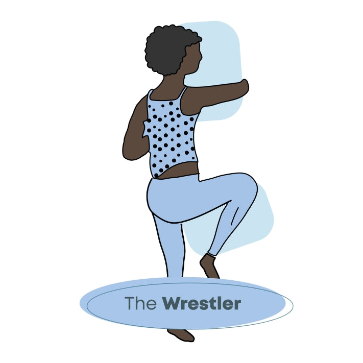 illustration of a woman sleeping on her side hugging a pillow