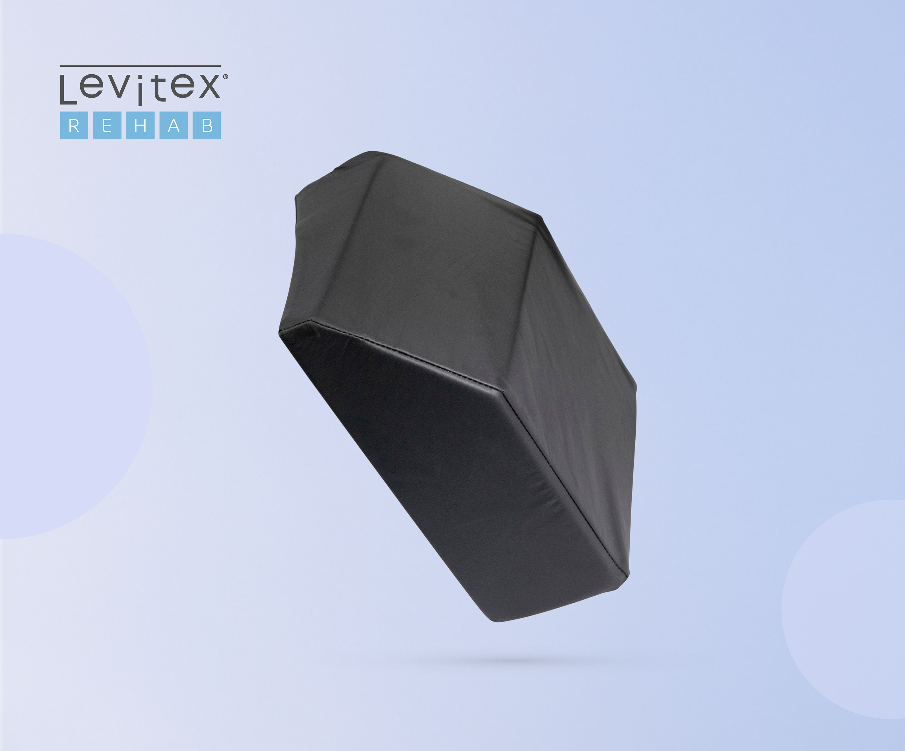 Black Thorax support on a light blue background with 'Levitex Rehab' branding.