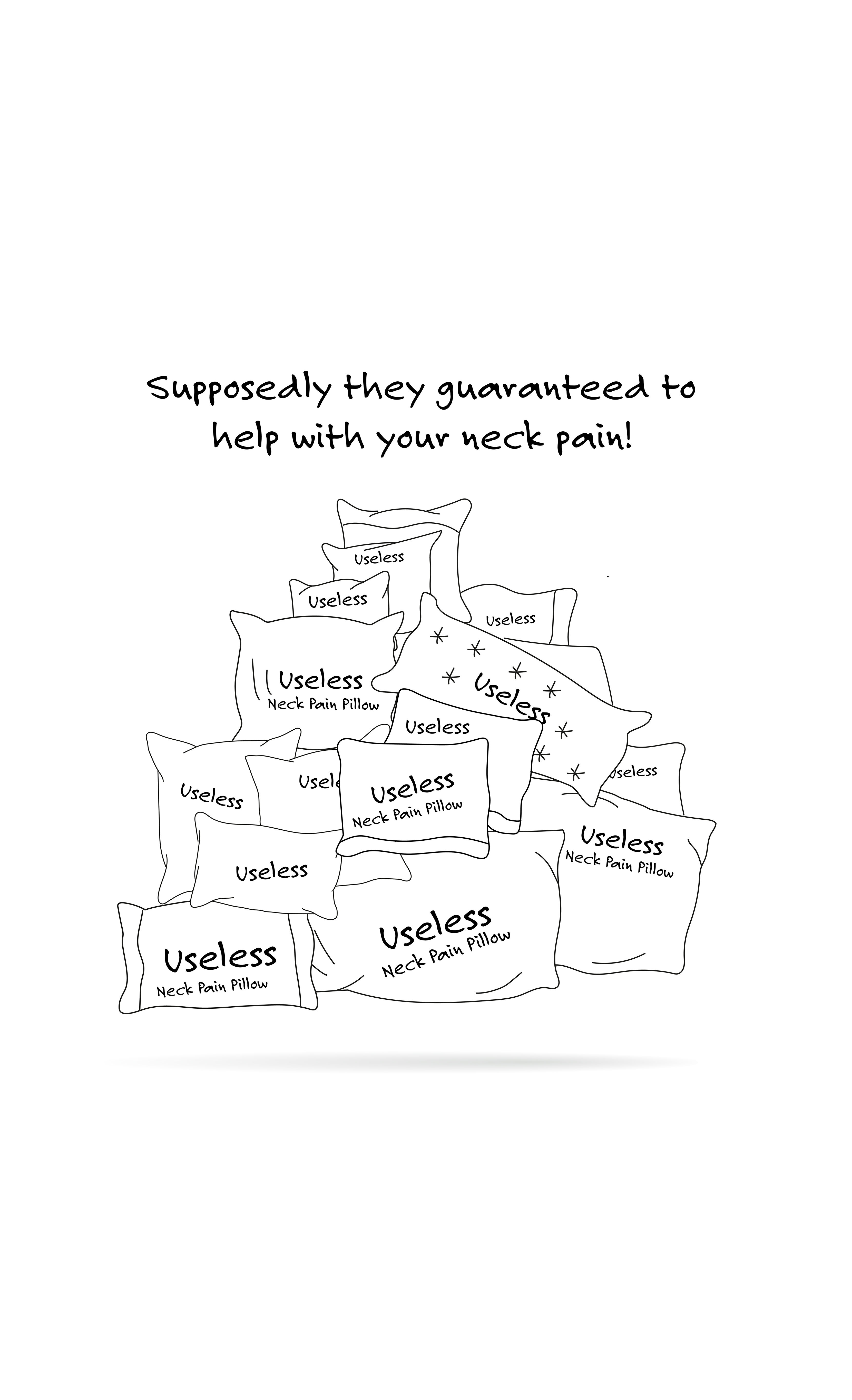 Pile of useless neck pain pillows that didn't work